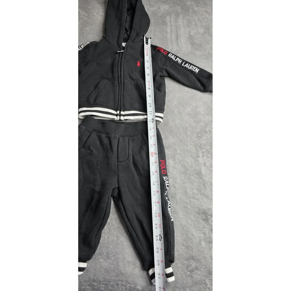 Polo Ralph Lauren Jogger Suit Full Zip Hoodie Kids Size 12 Months 2 Piece Black